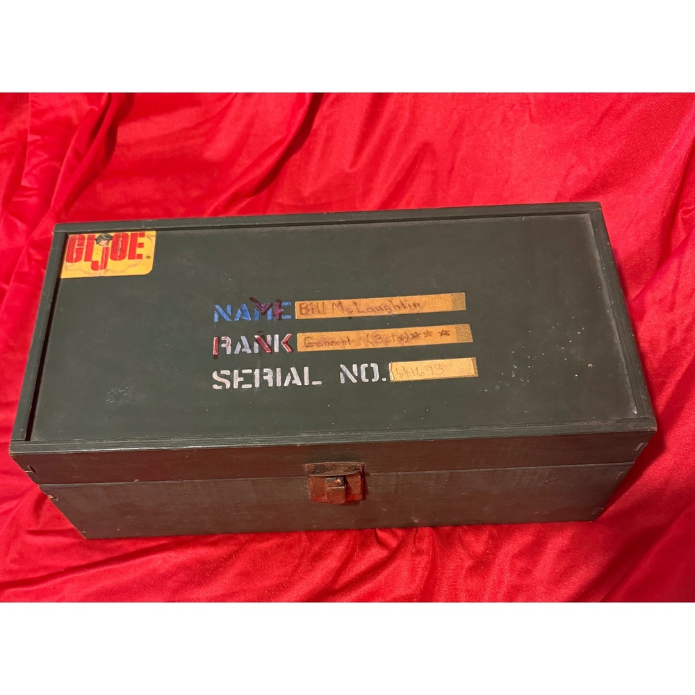 Vintage 1960s GI Joe Wooden Footlocker Storage Trunk Hasbro Green Original Decal